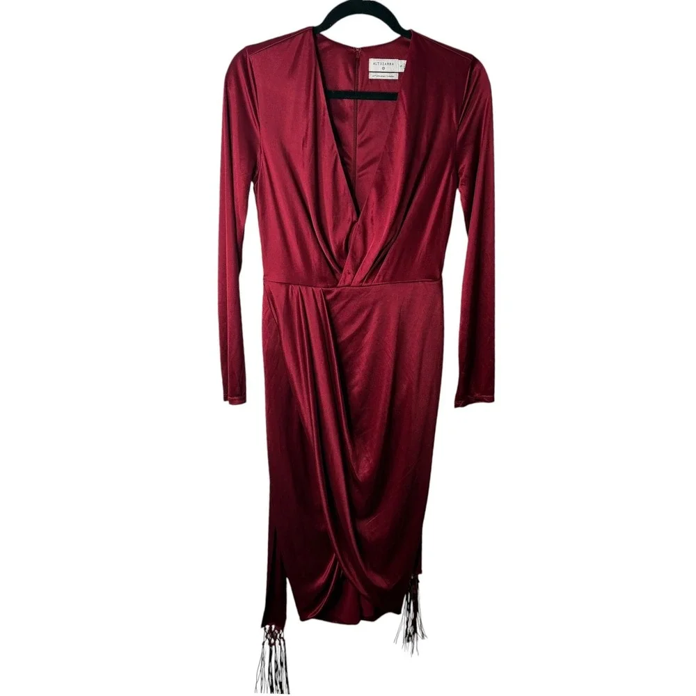 Altuzarra for Target‎ 20th Anniversary Red Satin Faux Wrap Midi Dress Small Nwot